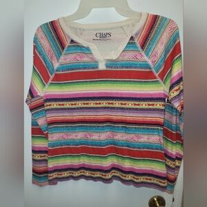 Chaps Striped Long Sleeve Top, Medium
